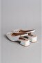 Seç 7727 Genuine Leather Women's Sandals (Heel Height: 4 cm) White - 5
