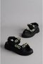 Seç 104 Stone-Detail Women's Sport Sandals Black - 6