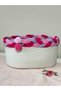 Ecru Towel Basket / Pink Braided Bath Basket / Organizer Storage Basket for Care Products
