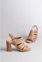 Seç 108 Genuine Leather Heel Sandals (Heel Height: 9 cm) Mink
