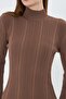 Crew Neck/Half Turtleneck Standard Size Ribbed Look Fit Cut Long Dress - 5