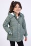 Girl's Water Repellent K Hooded Coat with Zipper and Snap Closure Pockets - Faux Fur Inside