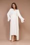 Ecru Tulle Women's Maternity Homewear Set with Flywheel Sleeves Design Dressing Gowns - 8