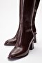 PARADIS Claret Red Skin Women's Thick Heeled Boots - 3