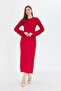 Crew Neck Standard Size Ribbed Look Fit Cut Long Dress - 2