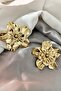 Shiny Gold Color Metal Big Flower Earrings - 4