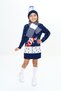 Girl's Winter Dress 3 Piece Set with Deer Print Beanie and Scarf in the Snow
