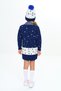 Girl's Winter Dress 3 Piece Set with Deer Print Beanie and Scarf in the Snow - 7