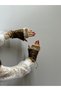 Fingerless Women's Gloves with Leopra Fur - 3