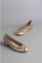 Seç 025 Genuine Leather Women's Shoes (Heel Height: 3 cm) Gold - 6