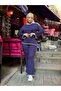 Women's Large Size White Stripe Detailed Lycra Camisole Tracksuit Set 24157