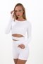Crew Neck Stretchy Stylish Slimfit Sleeve Detailed Blouse and Top-Up Combination Short Tights Suit