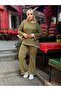 Women's Large Size White Stripe Detailed Lycra Camisole Tracksuit Set 24157 - 7
