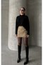 Women's Gold Silvery High Waist Shorts Detailed Mini Skirt - 3