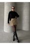 Women's Gold Silvery High Waist Shorts Detailed Mini Skirt - 5
