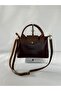 Women's Mini Burgundy Hand and Shoulder Bag with Zipper and Snap Closure - 3