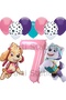 7 Years Old Paw Patrol Skye and Everst Birthday Balloon Set - Police Dog Pattern - 2