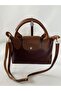Women's Mini Burgundy Hand and Shoulder Bag with Zipper and Snap Closure - 7