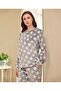 Lodos Store Aydoğan Women's Long Sleeve Wellsoft Plush Pajama Set Star Patterned Gray - 2