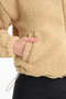 Women's Standing Collar Plush Elastic Detail Double Pocket Winter Jacket Fleece Cardigan Sweatshirt - 8