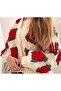 Rose Motif Hand-Knitted Women's Cardigan - 3