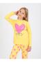 Girl's Long Sleeve 100% Cotton Pajamas Set Happy Heart Yellow - 4