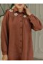 Special Appliqued Robdan Linen Tunic - Drawstring, Brown - 5