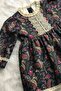 Lace Detailed Paisley Patterned Dark Blue Multicolor Baby Girl Design Dress - 3