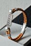 Genuine Leather Men's Bracelet - Minimalist Brass Casting Detailed Design