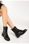2024-2289 Black Crocodile Lace-Up Zippered Casual Women's Boots - 5