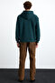 Pavle Men's Hooded Kangaroo Pocket Zipper Collar Green Sweatshirt - 5