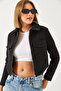 Women's Black Zippered Double Pocket Cashmere Jacket 60261122 - 4