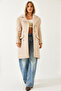 Women's Beige Six-Button Pocket Cashmere Coat 60261121 - 3