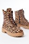 2121-356 Shiny Leopard Lace-Up Zippered Daily Women's Boots