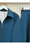 Zippered Pleated Skirt Set - Petrol - 2