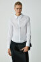 Evangelıne Women's Slim Fit Slim Fit Lycra Pocketless Long Sleeve Poplin White Shirt