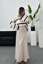 Elegant Satin Fabric Long Bell Skirt with Elastic Waist