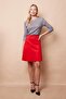 Lightweight Lycra Suede Fabric High Waist Above Knee Short Kilos Skirt-Red - 3