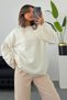 Women Oversize Loose Fitting Pinterest Wide Sleeve Knit Knitwear O-Neck Medium Length Soft Sweater - 8