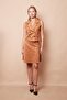 Lightweight Lycra Suede Fabric High Waist Above Knee Short Kilos Skirt-Camel