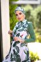 Design Full Covered Hijab Swimsuit Green Leaves - 5