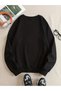 Dear Couple 2-Piece Combination Unprinted/ Printed Crew Neck Oversize Black Sweatshirt (Price Is 2 Pieces) - 6