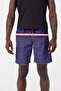 Navy Blue Patterned Men's Pool Shorts - 237