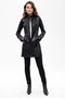 Black Cara Short Button Slim Fit Cut Lined Short Genuine Women's Leather Coat - 2