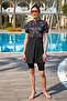 Short sleeve lycra tights half cover swimsuit r5002 neon - 6