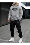 Unisex Black Hooded Tracksuit Set