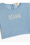Crop Blouse Short Sleeve Round Neck Slogan Printed Sequined - 3