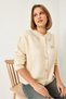 Women's Ecru Stone-Collared Embellished Knitwear Cardigan 20246266 - 2