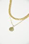 Gold Color Coin Detail Double Chain Necklace - 3