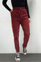 Women's Pu Fabric Burgundy Leather Pants - 7